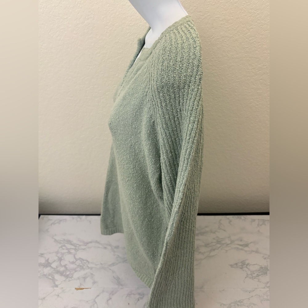 INC Womens Sz M Green Long Sleeve Top Sweater Terry Cloth Cotton Pullover - Picture 3 of 6